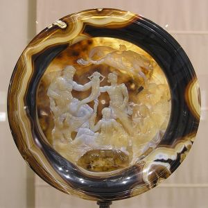 The Farnese Cup (Tazza Farnese) is a 2nd-century BC cameo cup of Hellenistic Egypt in four-layered sardonyx agate. It is 20 cm wide.